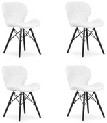 Set 4 Scaune Bucatarie/Dining Kross Alb Piele Ecologica, Picioare Negre