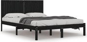 vidaXL Cadru de pat, negru, 200x200 cm, lemn masiv de pin