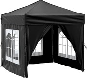 vidaXL Cort pliabil pentru petrecere, pereți laterali, negru, 2x2 m