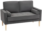 HOMCOM Canapea 2 locuri elegantă din catifea 127 cm cu perne groase, 2 perne și șezut captușit, gri | Aosom Romania