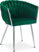 Scaun Dining Tip Fololiu Mira Catifea Verde, Picioare Crom