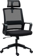 HOMCOM Scaun de Birou Ergonomic cu Tetieră, Înălțime Reglabilă și Funcție de Balansare, 60x64x102-112 cm, Negru | Aosom Romania