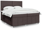 vidaXL Pat box spring cu saltea, maro închis, 200x200 cm, textil