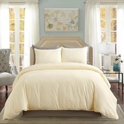 Lenjerie de pat matrimonial Premium Ranforce uni crem / 200x220 cm dimensiune standard