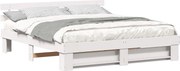 vidaXL Cadru de pat cu headboard Alb 200 x 200 cm Lemn de pin masiv