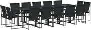 vidaXL Set mobilier de grădină, 15 piese, negru, textilenă