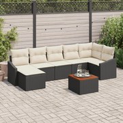 vidaXL Set de canapele pentru grădină cu pernă 8 pcs Negru Rattan poli