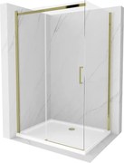 Mexen Omega cabină de duș culisantă 120 x 90 cm, transparentă, aurie + cadă de duș Flat - 825-120-090-50-00-4010