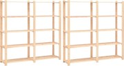 vidaXL Etajere cu 5 rafturi, 2 buc, 170x38x170 cm, lemn de pin, 500 kg