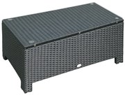 Outsunny Mobilier pentru Terasă, Măsuță de Cafea din Răchită, Rezistentă la Apă, cu Blat din Sticlă Securizată, 86x50x39cm, Negru | Aosom Romania