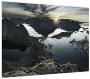 Tablou pe sticlă - Munții norvegieni (70x50 cm)