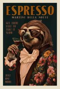 Ilustrație Art Deco Espresso Martini Drinking Sloth, The Whiskey Ginger