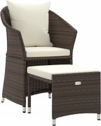 vidaXL Set mobilier de grădină cu perne, 2 piese, maro, poliratan