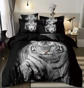 Lenjerie de Pat Finet 3D cu 2 Fete, 6 Piese, Pat 2 Persoane, The Tiger