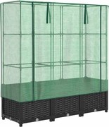 vidaXL Strat înălțat cu husă de seră, aspect ratan, 120x40x138 cm