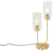 Lampa de masa Art Deco aurie cu sticla 2 lumini - Laura