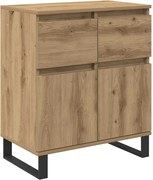 vidaXL Bufet Stejar Artizanal 60 x 35 x 70 cm Lemn Ingineresc și Fier