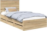 vidaXL Cadru de pat Stejar Sonoma 100 x 200 cm Lemn Ingineresc