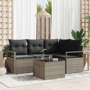 vidaXL Set de canapele pentru grădină 5 pcs Gri Rattan poli