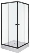 Cabină de duș pătrată Olga SQ neagră 90x90 cm cu cădiță de duș