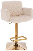 HR802KW Scaun Crem din Catifea cu Bază Aurie
