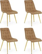 Set 4 Scaune Bucatarie/Dining Spirit Catifea Maro, Picioare Metalice, Finisaj Auriu