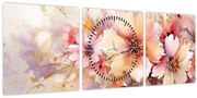 Tablou - Flori (cu ceas) (90x30 cm)