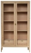 Vitrina, natur, din lemn de stejar, L108 cm, aspect rustic, Ernest