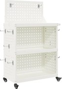 vidaXL Cărucior pentru unelte cu raft cu roata Alb 65 x 35 x 111 cm
