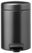 Cos de gunoi cu pedala Brabantia NewIcon 1008834, 3 L, Inchidere lina, Baza antiderapanta, Gri inchis
