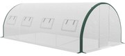 Outsunny Seră Tip Tunel cu 2 Uși, Fermoare și 8 Ferestre, 600x300x200 cm, Alb | Aosom Romania