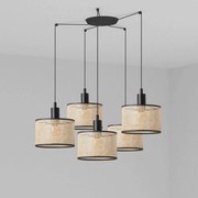 Lustra suspendata cu 5 pendule design natural MAMBO 21cm negru/ratan