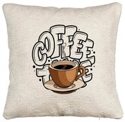 Perna Decorativa Canapea, Model Coffe Lover, 40x40 cm, Cu fermoar