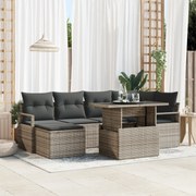 vidaXL Set de canapele pentru grădină cu pernă 7 pcs Gri