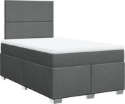 vidaXL Pat box spring cu saltea, gri închis, 120x190 cm, textil