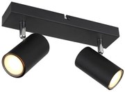 Aplica de perete / tavan cu 2 spoturi directionabile design modern ROBBY negru mat