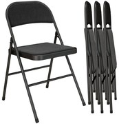 HOMCOM Lot de 4 scaune pliante scaune de masă portabile cadru din oțel 45 x 46 x 78 cm negru | Aosom Romania