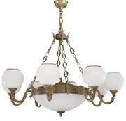 Candelabru cu 8 brate clasic design italian din alama, sticla 9250 RA-L. 9250/8+3