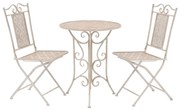 vidaXL Set mobilier de bistro, 3 piese, alb, oțel