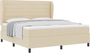 vidaXL Pat cu arcuri cu saltea cu headboard Crem 180 x 200 cm țesătură