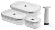 Set 3 recipiente pentru stocare alimente și pompă cu vacuum Compactor Food Saver