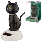 Figurina bobble-head cu baterii solare Pisicuta Neagra Norocoasa, 10 cm