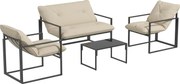 Outsunny Set Mobilier de Exterior cu Masă din Sticlă, Canapea, 2 Fotolii și Perne, Bej | Aosom Romania