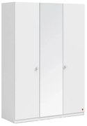 Dulap cu 3 usi si oglinda pentru camera copii, 150x214x62 cm, colectia Varia White