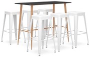 vidaXL Set mobilier de bar, 7 piese, negru și alb