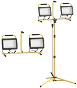 HOMCOM Lampă de Lucru LED Rezistentă la Intemperii cu Două Capete și Suport cu Trepied, 75x62x170 cm, Galben | Aosom Romania