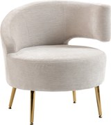HOMCOM Scaun Modern pentru Living cu Spătar Arcuit și Arcuri Individuale, Tapițat cu Chenille, Spumă, Lemn și Oțel, 69x65x67 cm, Crem și Auriu | Aosom Romania