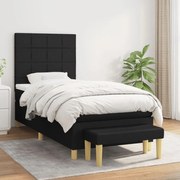 vidaXL Pat box spring cu saltea, negru, 80x200 cm, textil