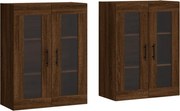vidaXL Dulapuri montate pe perete 2 buc. stejar maro, lemn prelucrat