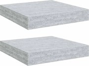 vidaXL Rafturi perete suspendate 2 buc. gri beton 23x23,5x3,8 cm MDF